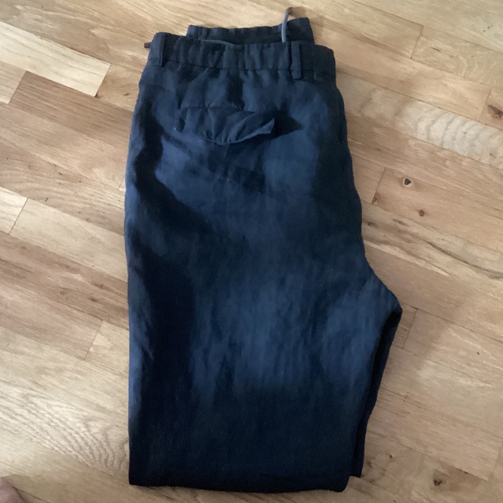 Brunello Cucinelli Blue Drawstring Linen Pants. Size 38